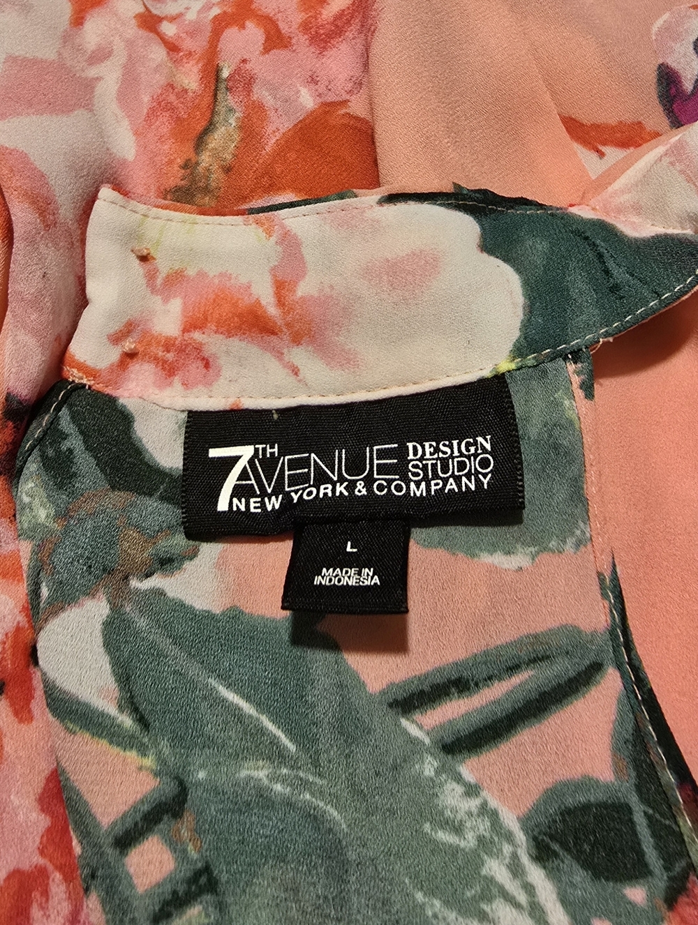 Sleeveless 7th Ave New York And Co. Pink Floral Halter Neck Top L - Picture 2 of 5